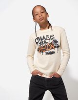 Hosszú ujjú felső - Elülső nyomtatás - feher