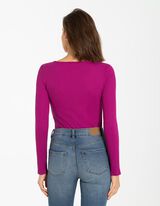 Damen Langarmshirt - Schl&uuml;sselloch-Ausschnitt