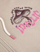 Felpa aperta - Stampa sul retro - beige