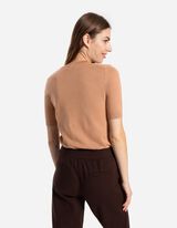 Pletená košeľa - Trojštvrťové rukávy - bezova