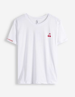 T-Shirt - Stickereien - wei&szlig;