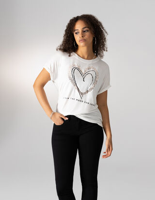 T-shirt - Viscose m&eacute;lang&eacute;e - blanc