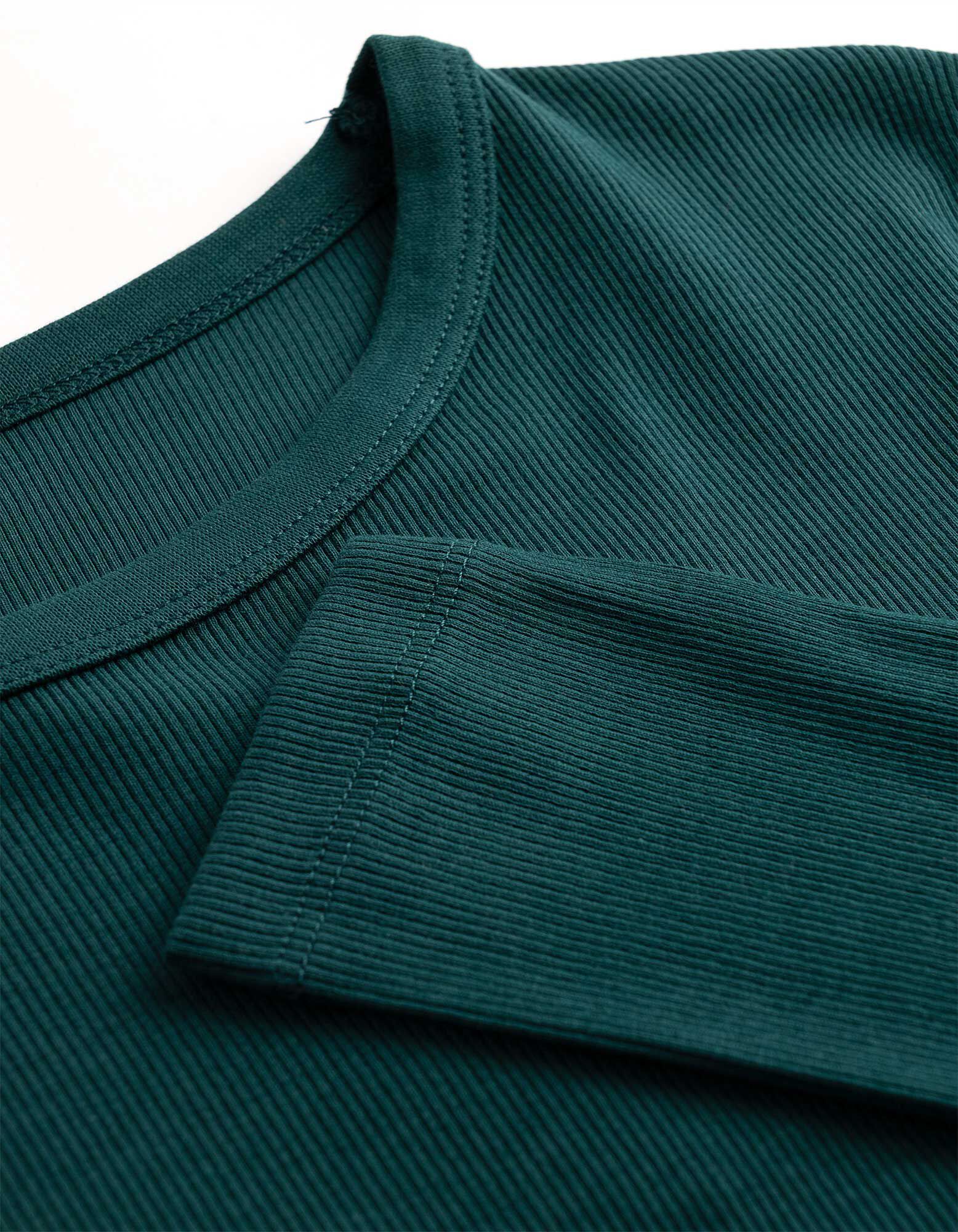 Langarmshirt - Feinripp - Petrol