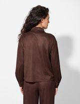 Blúz - Velúr utánzat - sötétbarna