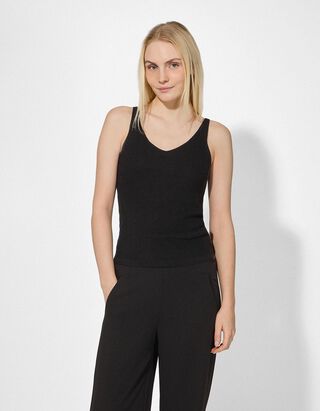 Stricktop - V-Ausschnitt - schwarz