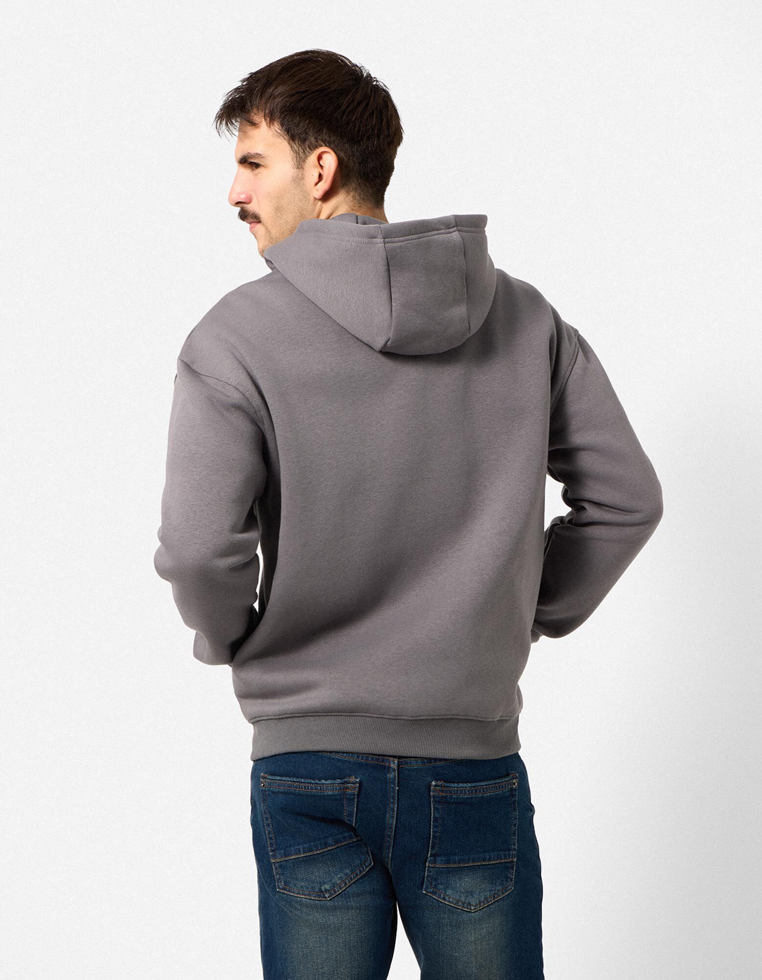 Veste molletonn&eacute;e - Coupe oversize - gris fonc&eacute;