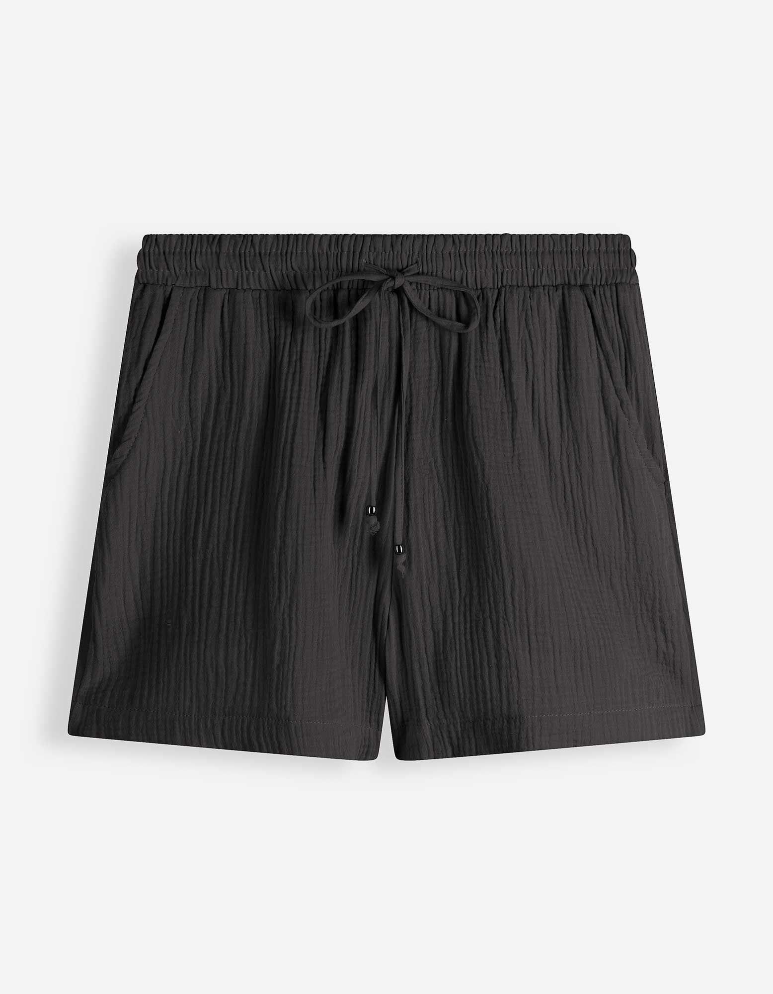 Shorts - Musselin - Schwarz