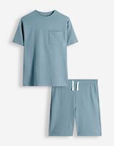 Set aus T-Shirt und Hose - Gerippt - blau