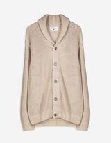Strickjacke - Schalkragen - beige