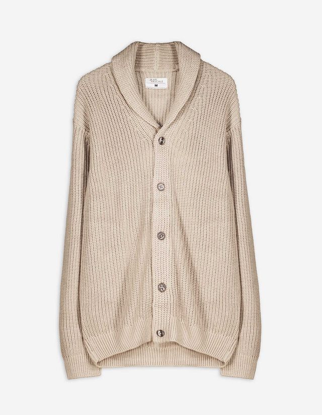 Strickjacke - Schalkragen - beige