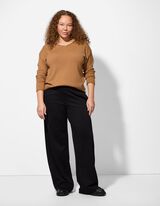 Pullover - Scollo a V - marrone chiaro