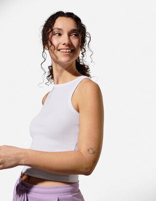 Cropped Top - Gerippt - wei&szlig;