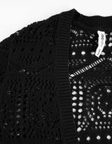 Cardigan lungo - Maglia traforata - nero