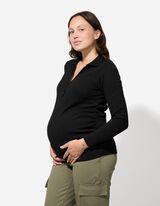 Umstandsshirt - Hemdkragen - schwarz