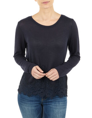 Damen Pullover mit Spitzenbesatz