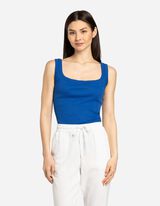 Top - Geribde structuur - blauw