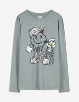 Langarmshirt - Frontprint - hellblau