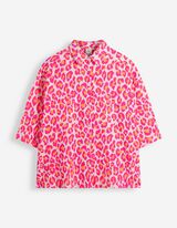 Blouse - Motif l&eacute;opard - Rouge