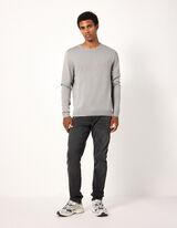 Pullover - Baumwoll-Mix - Hellgrau