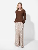 Pletený sveter - Jednofarebný - hneda