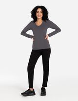 Longsleeve - V-hals - donkergrijs