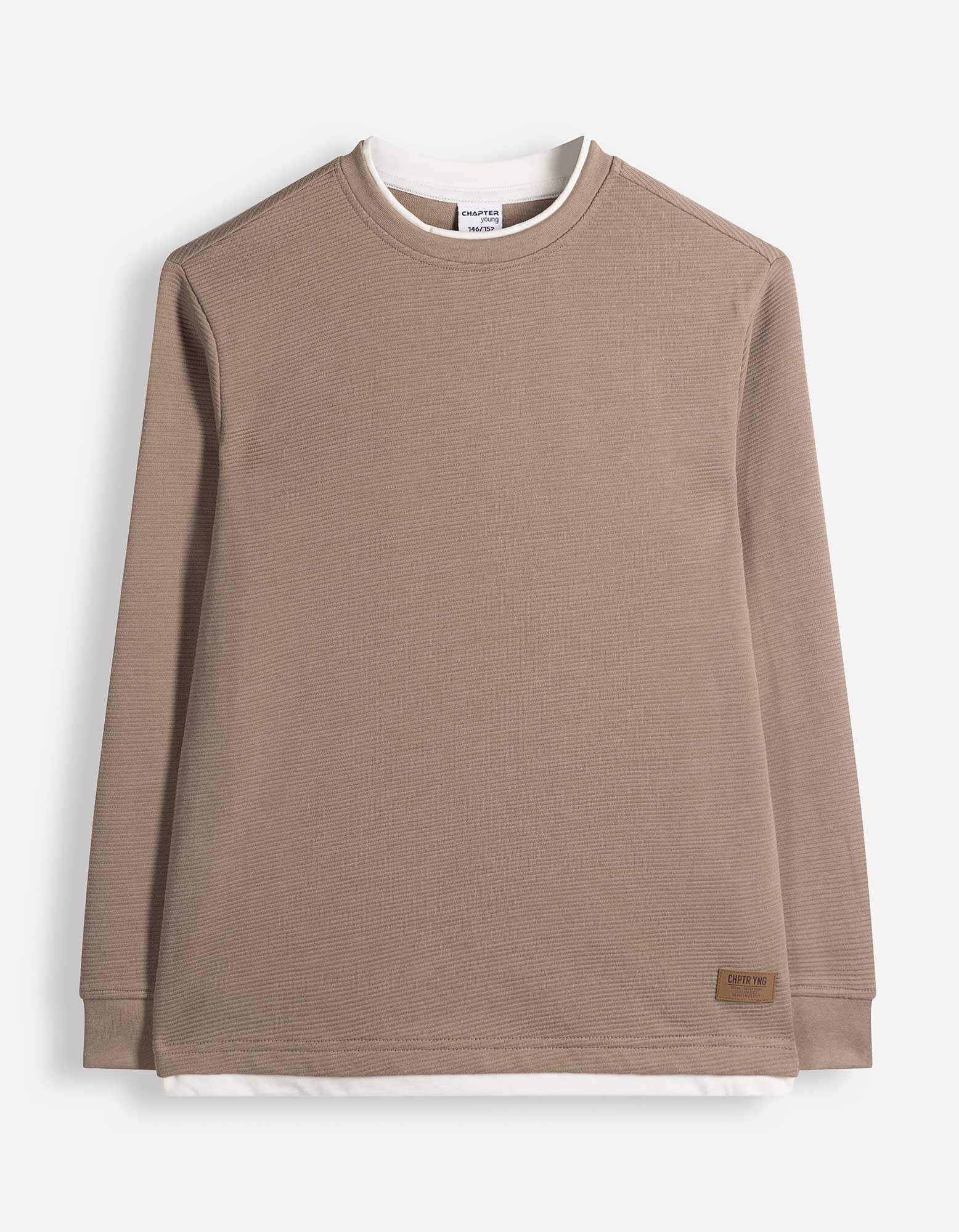 Longsleeve - met structuur - Beige