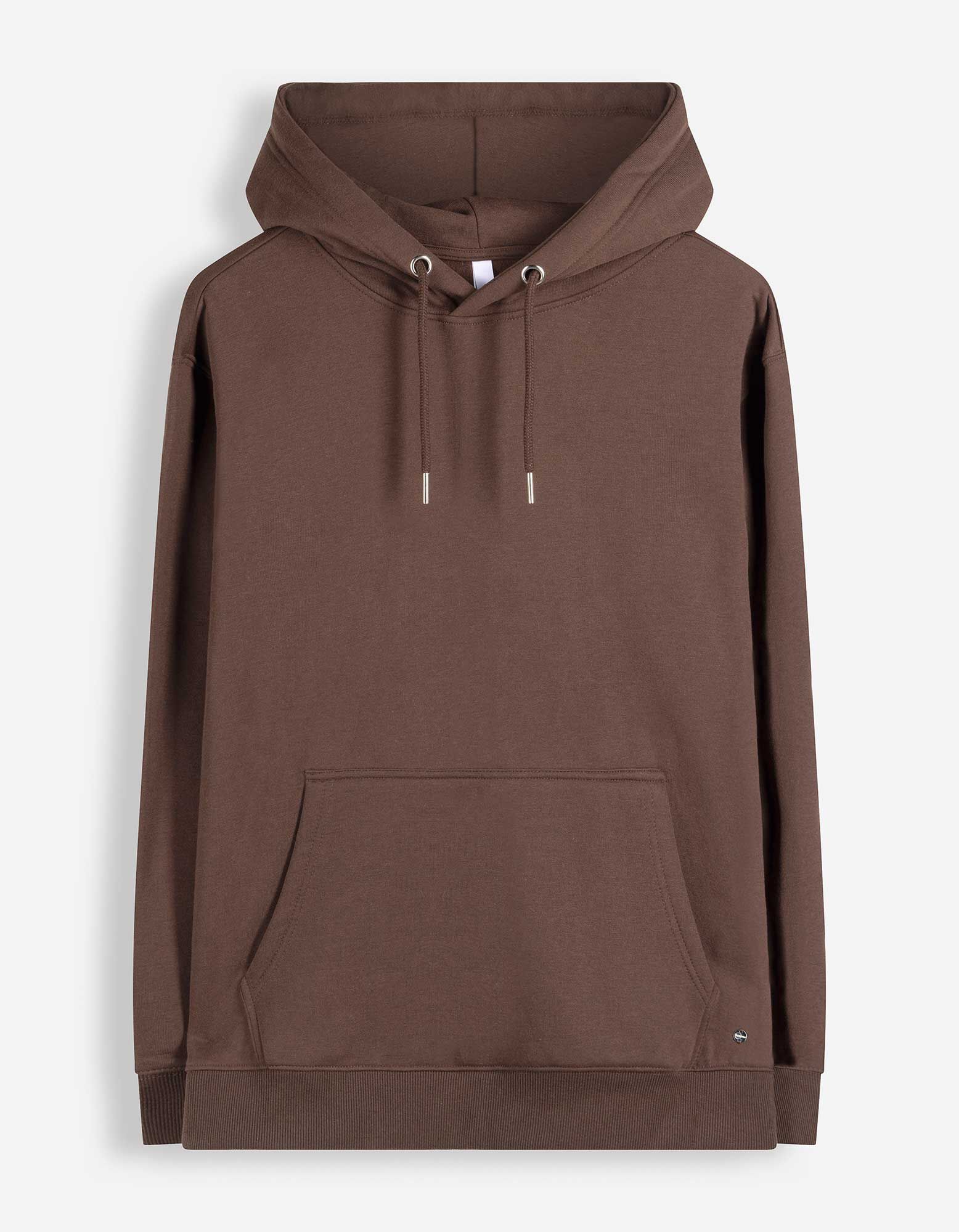 bluza z kapturem - Kaptur - Ciemnobrązowy