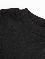 koszulka z długim rękawem - materiał brokatowy - czarny