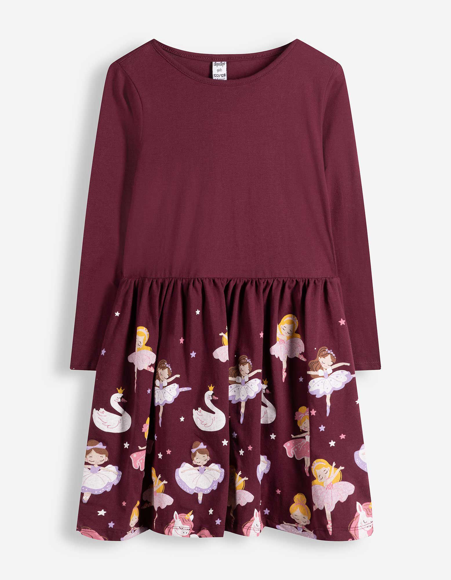 Kleid - Print - Dunkelrot