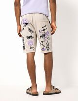 Shorts - Allover-Print - Beige