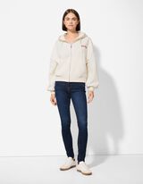 Sweatjacke - Kapuze mit Tunnelzug - weiß