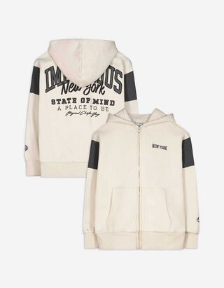 Sweatjacke - Oversized Fit - wei&szlig;