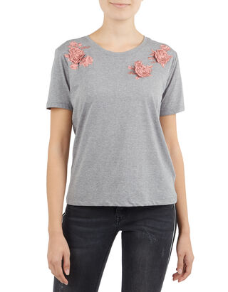Damen Shirt mit floralen Aufn&auml;hern