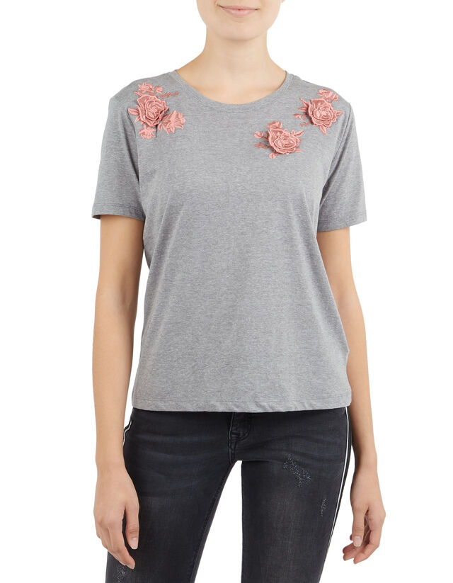 Damen Shirt mit floralen Aufn&auml;hern