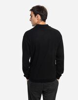 Longsleeve - Overhemd kraag - zwart