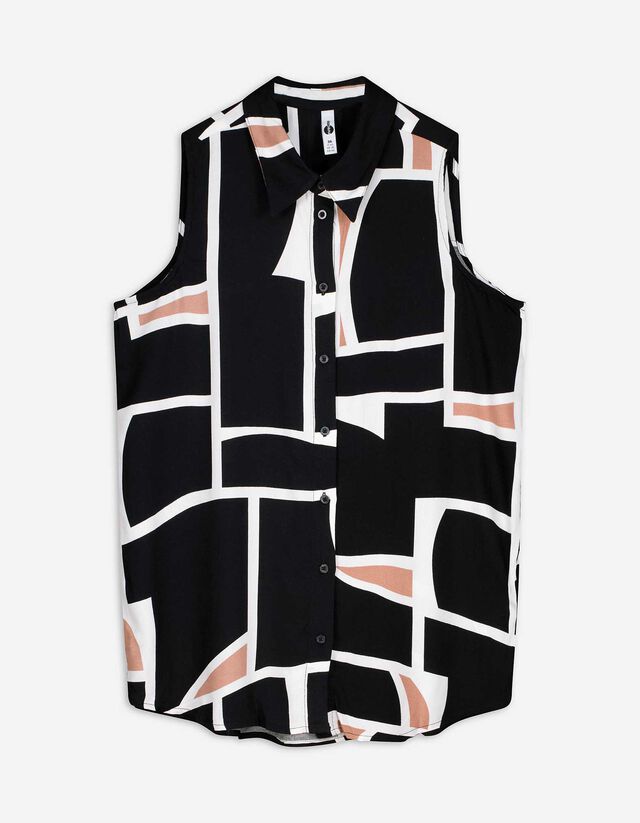 Blusentop - Allover-Print - schwarz