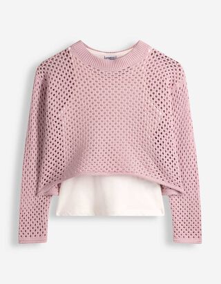 Gebreid overhemd - Roze