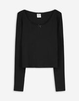 Shirt - Gerippt - schwarz