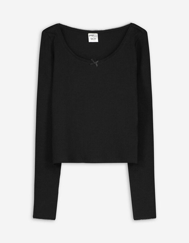 Shirt - Gerippt - schwarz