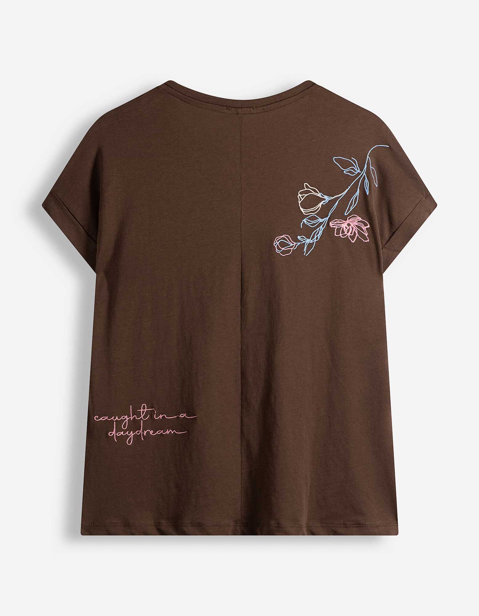 T-Shirt - Stickerei - Braun