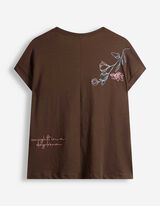 T-Shirt - Stickerei - Braun