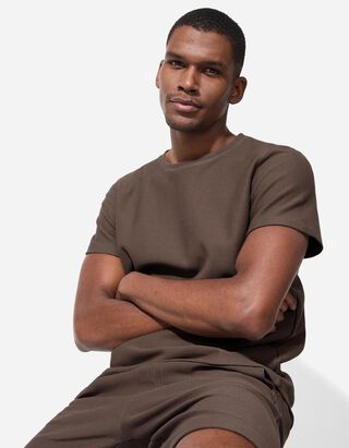 T-Shirt - Rundhals-Ausschnitt - hellbraun