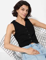 Weste - einfarbig - schwarz