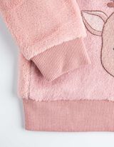 Súprava trička s dlhými rukávmi a nohavíc - Plyš - ruzova