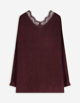 Pullover - Spitzenbesatz - dunkellila