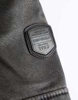 Biker-jakk - eemaldatav kapuuts - tumehall