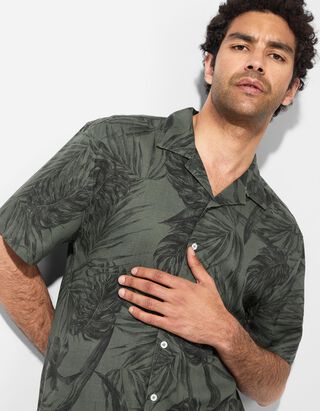 Hemd - Allover-Print - dunkelgr&uuml;n