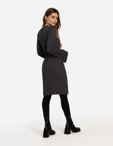 Jurk - Trompetmouwen - donkergrijs