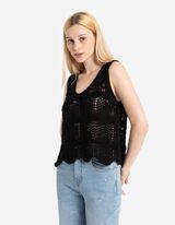 Top in maglia - Maglia traforata - nero