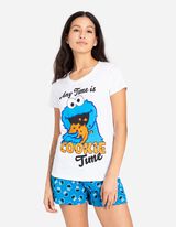 Set pijama alcătuit din bluză și pantaloni scurți - Cookie Monster - Alb